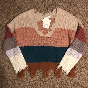 NWT S/M textured block colored sweater